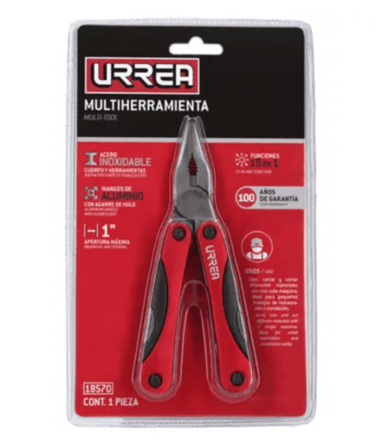 Pinza multiherramienta con mango de aluminio y hule 15 en 1 de 6"