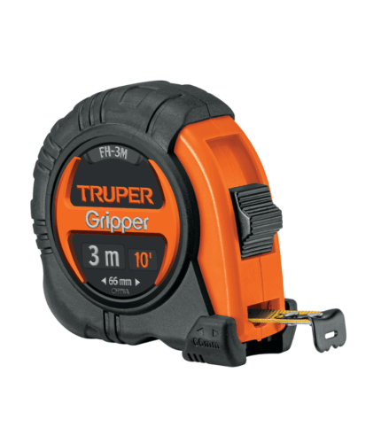 Flexómetro Gripper contra impactos 3 m cinta 13 mm, TRUPER