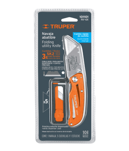 Navaja abatible 6" cuerpo de aluminio y acero inox, TRUPER
