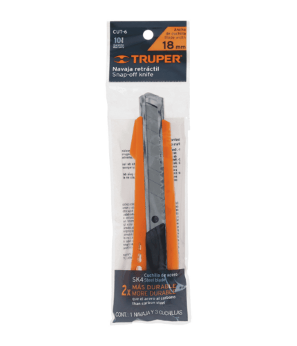 Cutter 18 mm reforzado de plástico con alma metálica, TRUPER