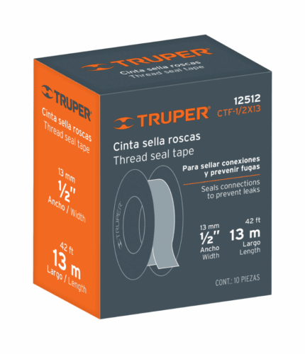 Cinta sella roscas 1/2" x 13m, uso general, TRUPER