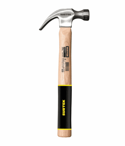 Martillo de uña curva pulido con mango de madera 10-15/64", 8 oz