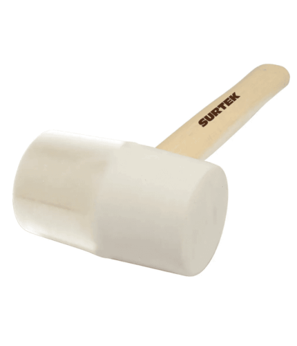 Mazo con cabeza de hule blanco con mango de madera 12", 8 oz