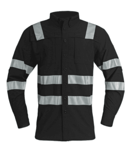 Camisa de trabajo negra con reflejantes Høyland H2.2