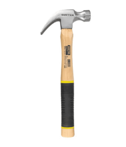 Martillo de uña curva pulido con mango de madera 11-7/32", 16 oz