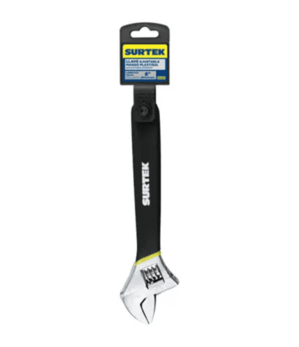 Llave ajustable cromada con mango Rubber grip de plastisol 8"