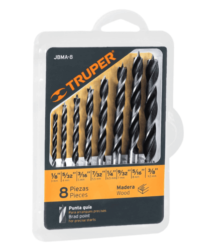 Juego de 8 brocas con punta centradora para madera, TRUPER