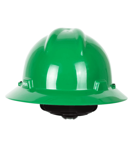 Casco verde con portalamapara y portacable suspension one touch sku M2304601b