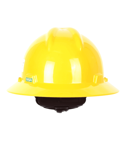Casco ala amplia msa v-gard amarillo suspension staz-on